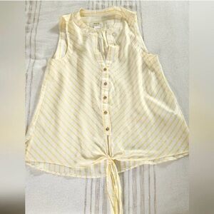 Maeve Yellow and White Striped Casual Spring / Summer Blouse